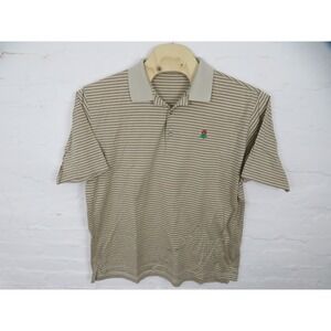 Burning Tree Club Shirt Mens XL Fairway & Greene Beige Stripe Golf Performance